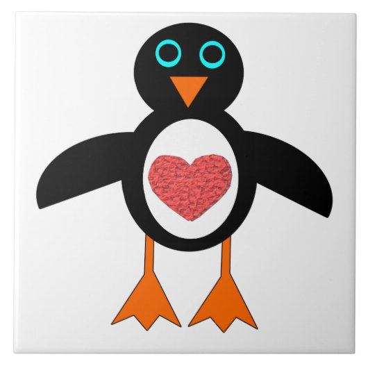 Niedliche Liebe Herz Pinguin Tile Fliese (Vorderseite)