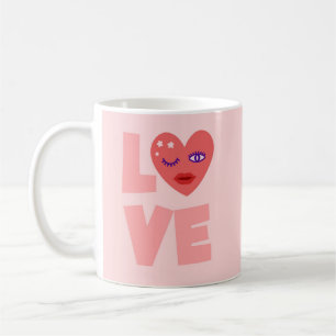 Niedliche Liebe Herz-Rosa Cartoon Muster Kaffeetasse