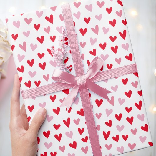 Niedliche Liebe Herz Rosa und Rotes Valentin Geschenkpapier