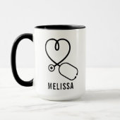Niedliche Liebe Herz Stethoskop Personalisiert Nam Tasse (Links)