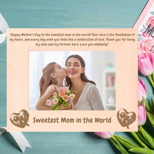 Niedliche Liebe Herzmeldungsmütter Tagesgeschenk H Geätzte Rahmen