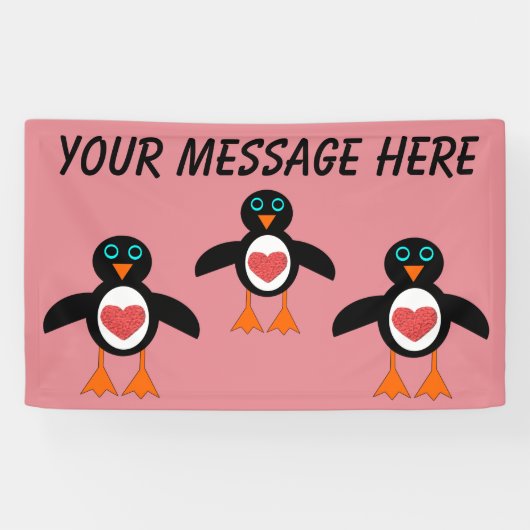 Niedliche Liebe Herzpinguin Banner (Horizontal)