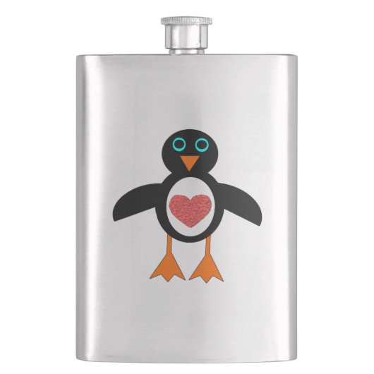 Niedliche Liebe Herzpinguin Flachmann (Vorderseite)
