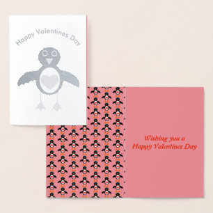 Niedliche Liebe Herzpinguin Foil Card Folienkarte