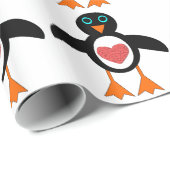 Niedliche Liebe Herzpinguin Geschenkpapier (Rolleneckpunkt)