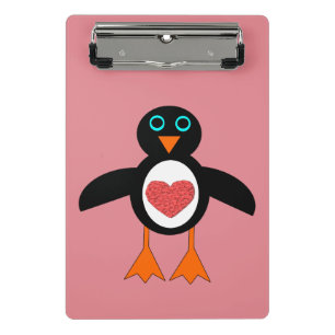 Niedliche Liebe Herzpinguin Mini-Zwischenablage Mini Klemmbrett