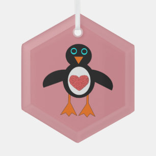 Niedliche Liebe Herzpinguin Ornament Aus Glas