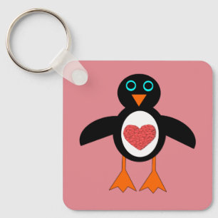 Niedliche Liebe Herzpinguin Schlüsselanhänger
