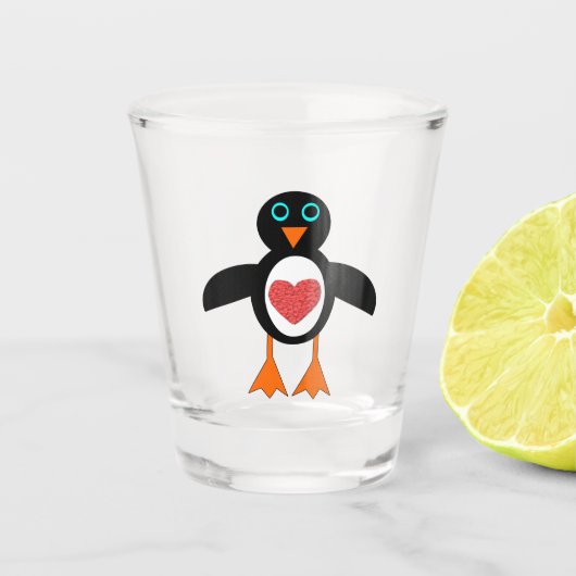 Niedliche Liebe Herzpinguin Schnapsglas (Vorderseite)