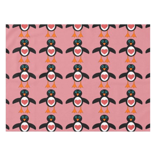 Niedliche Liebe Herzpinguin Tischdecke (Vorderseite (Horizontal))