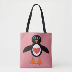 Niedliche Liebe Herzpinguin Tote Tasche