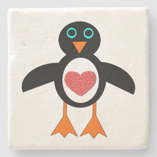 Niedliche Liebe Herzstück Pinguin Untersetzer (Vorderseite)
