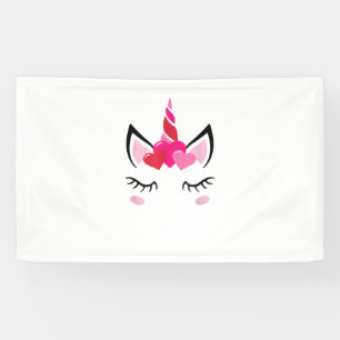 Niedliche Liebe Herzstück Unicorn Valentinstag Top Banner