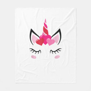Niedliche Liebe Herzstück Unicorn Valentinstag Top Fleecedecke