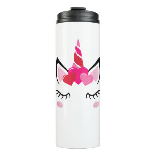 Niedliche Liebe Herzstück Unicorn Valentinstag Top Thermosbecher