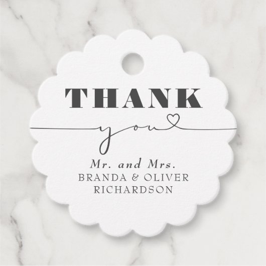 Niedliche Liebe Herztext Danke Hochzeit Geschenkanhänger (Vorderseite)