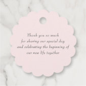 Niedliche Liebe Herztext Rosa Hochzeit Danke Geschenkanhänger (Rückseite)