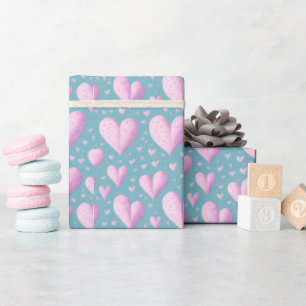 Niedliche Liebe hört Girly Pastellrosa und Blau Geschenkpapier