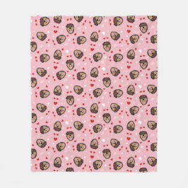 Niedliche Liebe Hund rosa Fleecedecke