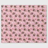 Niedliche Liebe Hund rosa Geschenkpapier (Flach)
