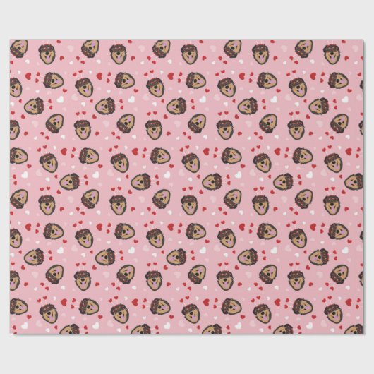 Niedliche Liebe Hund rosa Geschenkpapier (Flach)