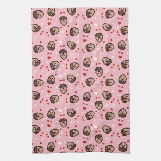 Niedliche Liebe Hund rosa Geschirrtuch (Vertikal)