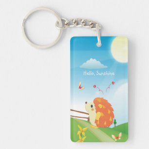 Niedliche Liebe Igel mit Schmetterling Sonnentag Schlüsselanhänger