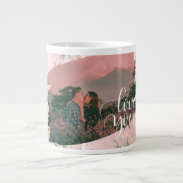 Niedliche Liebe Ihr Foto für ein paar rosa Blüten Jumbo-Tasse