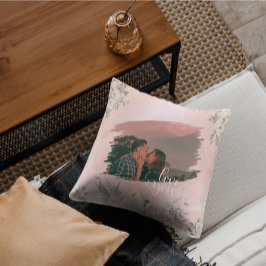 Niedliche Liebe Ihr Foto für ein paar rosa Blüten Kissen