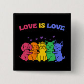 Niedliche Liebe ist Liebe Farbige Katzen und Hunde Button (Vorderseite)