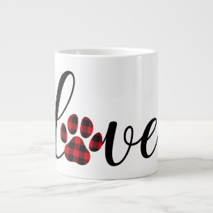 Niedliche Liebe Kariert Paw Print Extravagant Typo Jumbo-Tasse