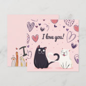 Niedliche Liebe Katzen Feiertagskarte (Vorne/Hinten)