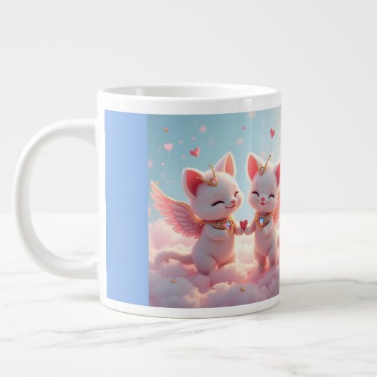 Niedliche Liebe Katzen Jumbo-Tasse (Links)