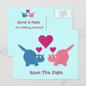 Niedliche Liebe Katzen Save the Date Postkarten (Vorne/Hinten)