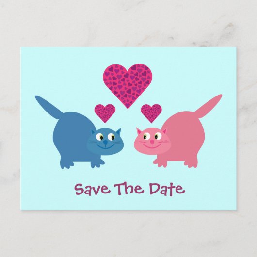 Niedliche Liebe Katzen Save the Date Postkarten (Vorderseite)