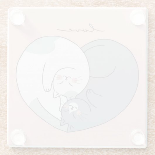 Niedliche Liebe Katzen Untersetzer (Rückseite)