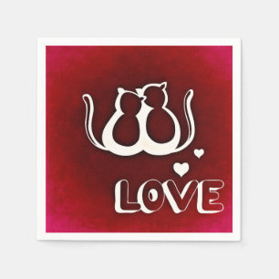 Niedliche Liebe Katzen Valentinstag Neapel Serviette