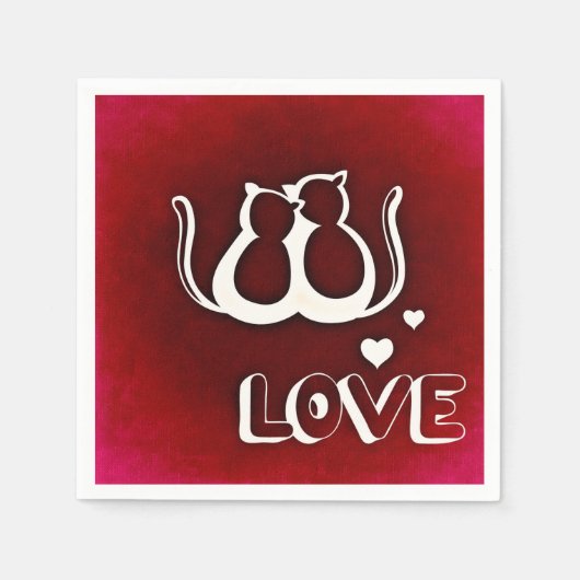 Niedliche Liebe Katzen Valentinstag Neapel Serviette (Vorderseite)