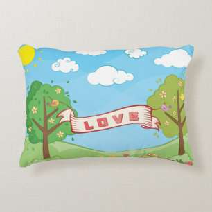Niedliche Liebe Kindness Bäume Blume Vögel Kind Na Dekokissen
