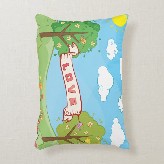 Niedliche Liebe Kindness Bäume Blume Vögel Kind Na Dekokissen (Vorderseite(Vertikal))