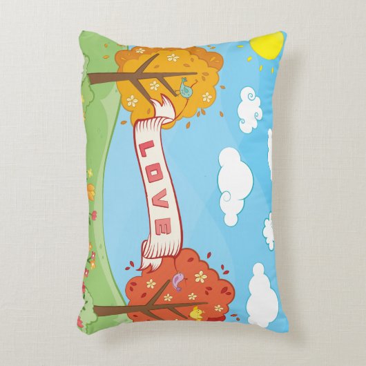 Niedliche Liebe Kindness Bäume Blume Vögel Kind Na Dekokissen (Vorderseite(Vertikal))