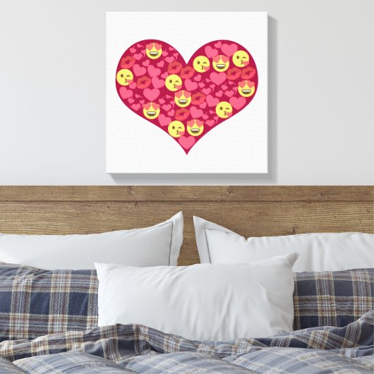 Niedliche Liebe Kiss Lips Emoji Herz Leinwanddruck (Insitu (Schlafzimmer))