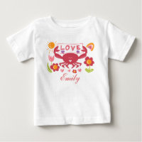 Niedliche Liebe Krabbe mit Blume Baby T - Shirt