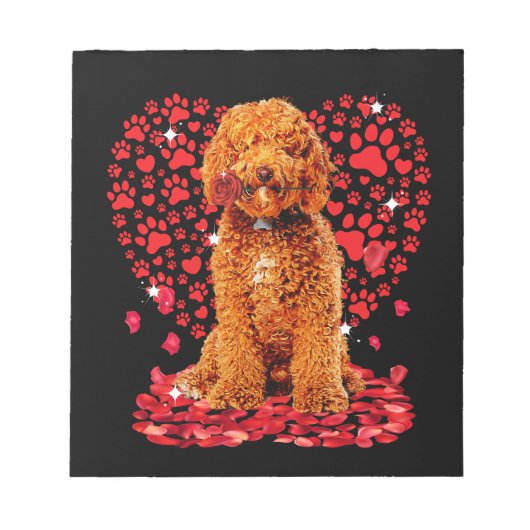 Niedliche Liebe Labradoodle Hund Valentine Haustie Notizblock (Vorderseite)