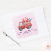 Niedliche Liebe LKW Befördern Valentinische Goodie Quadratischer Aufkleber (Umschlag)