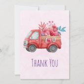 Niedliche Liebe LKW LKW Lkw Lkw Lkw Lkws und Blume Dankeskarte (Vorderseite)