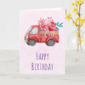 Niedliche Liebe LKW mit Herzkargo Geburtstag Karte (Gelbe Blume)