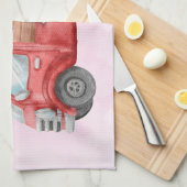 Niedliche Liebe LKW mit Herzkargo Wasserfarbe Geschirrtuch (Viertel Falte)