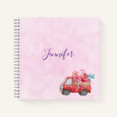 Niedliche Liebe LKW mit Herzkargo Wasserfarbe Notizblock (Vorderseite)