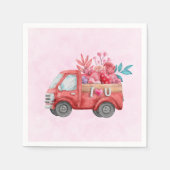 Niedliche Liebe LKW mit Herzkargo Wasserfarbe Serviette (Vorderseite)